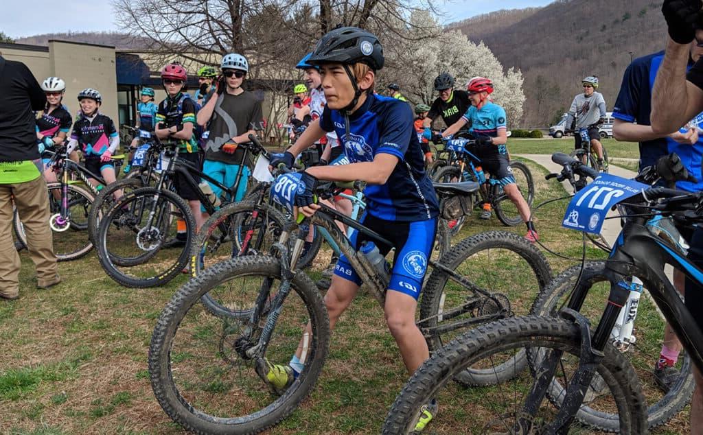 preparing for a mountain biking race